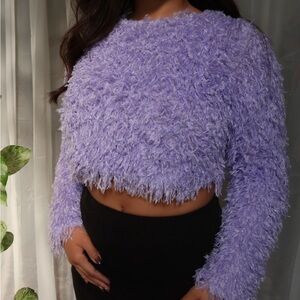 Zara Lilac Fuzzy Crop Top